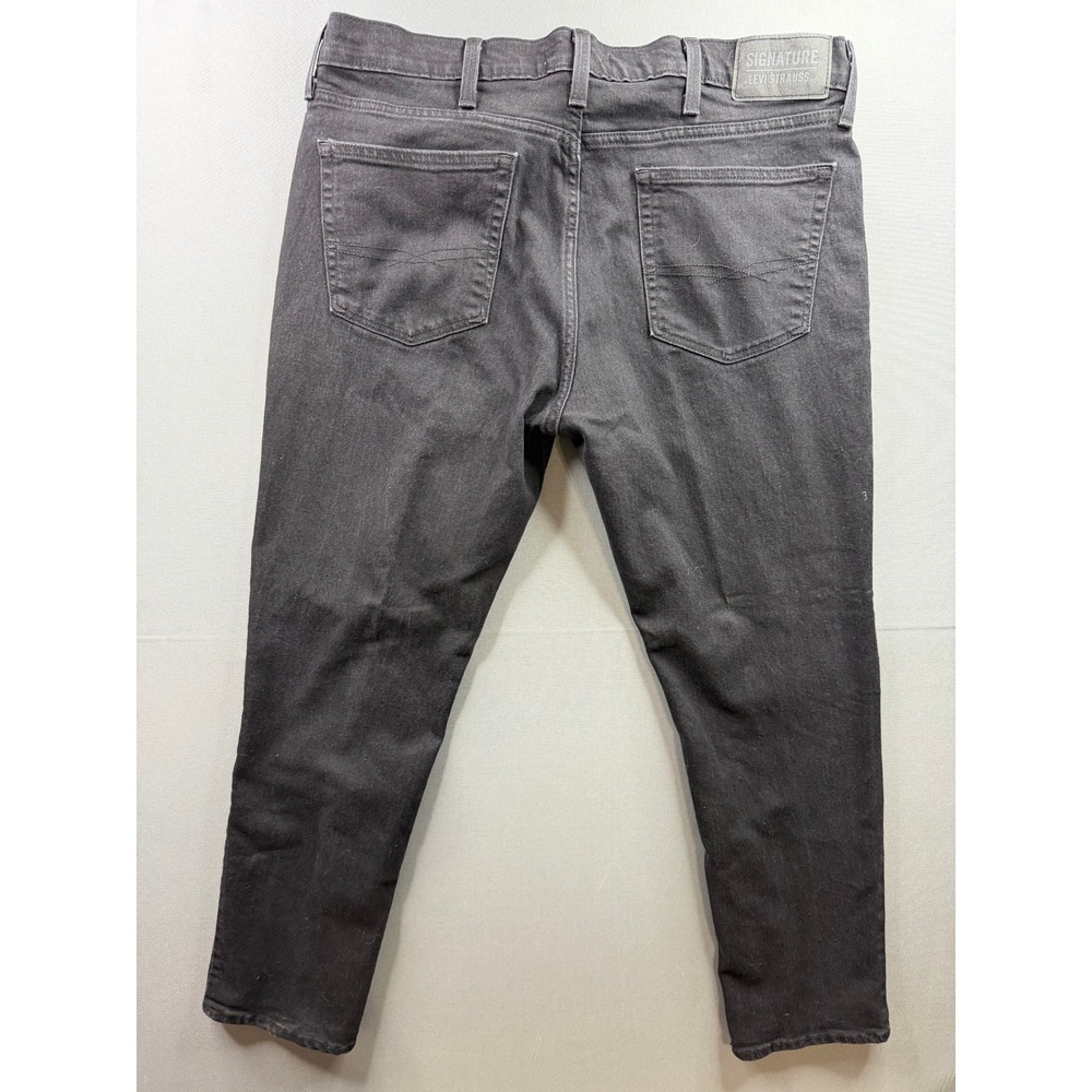 Levi Strauss Signature Slim Jeans Mens Black Faded Stretch 38x29